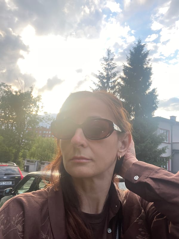 Woman documents afternoon walk with series of street selfies