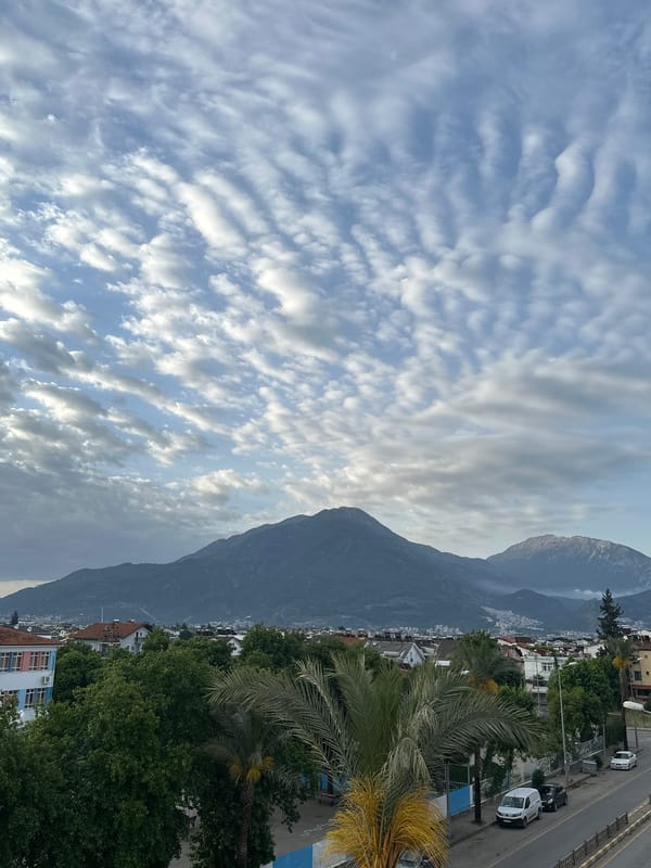 Morning view captured of Fethiye cityscape under cloudy skies