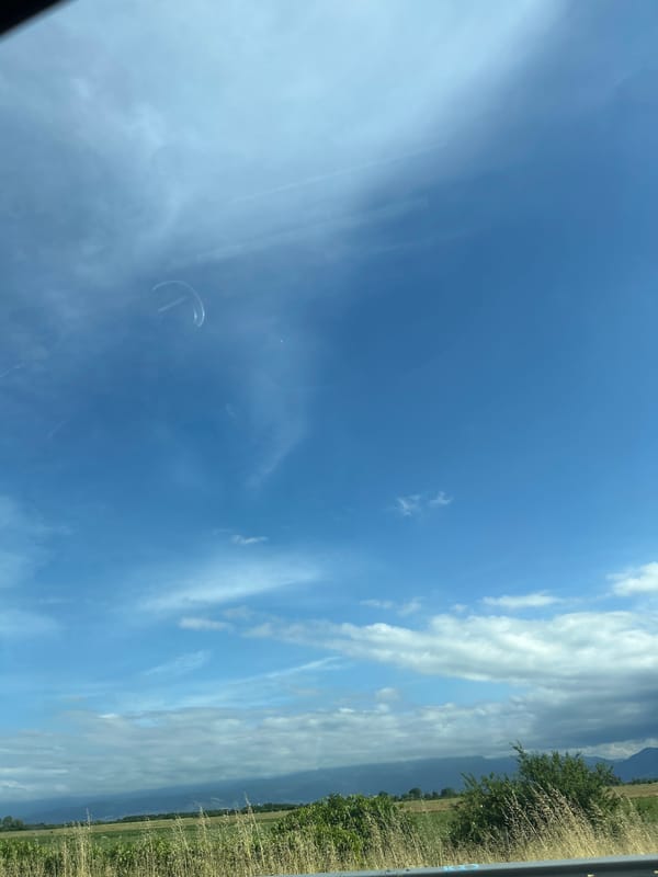 Clear skies photographed from vehicle in Malo Konare, Bulgaria