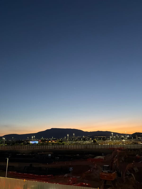 Dusk construction scene captured in Spata-Loutsa, Greece