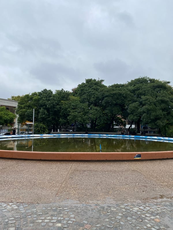Fountain documented at Plaza Intendente Casares, Buenos Aires