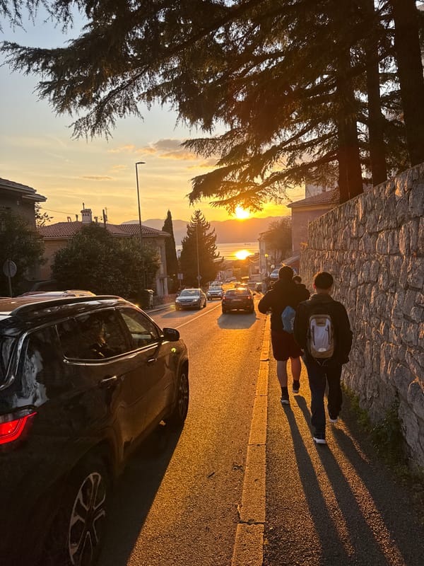 Sunset scenes captured across Rijeka streets overlooking Adriatic Sea