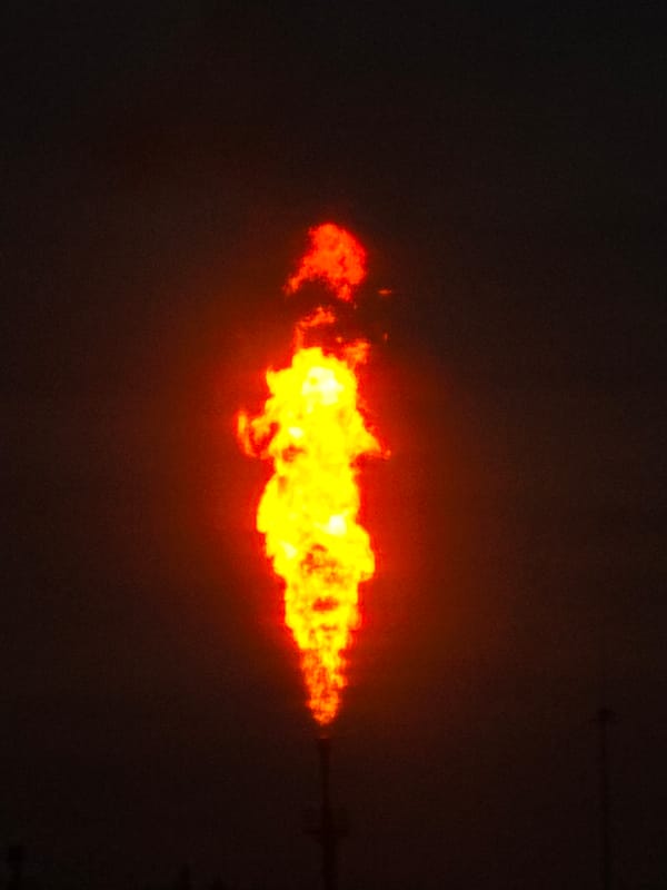 Industrial gas flare burns at Russian facility
