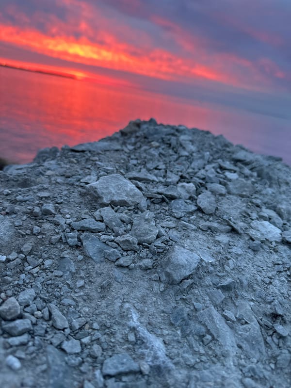 Spectacular Baltic sunset documented from Tallinn's rocky coastline