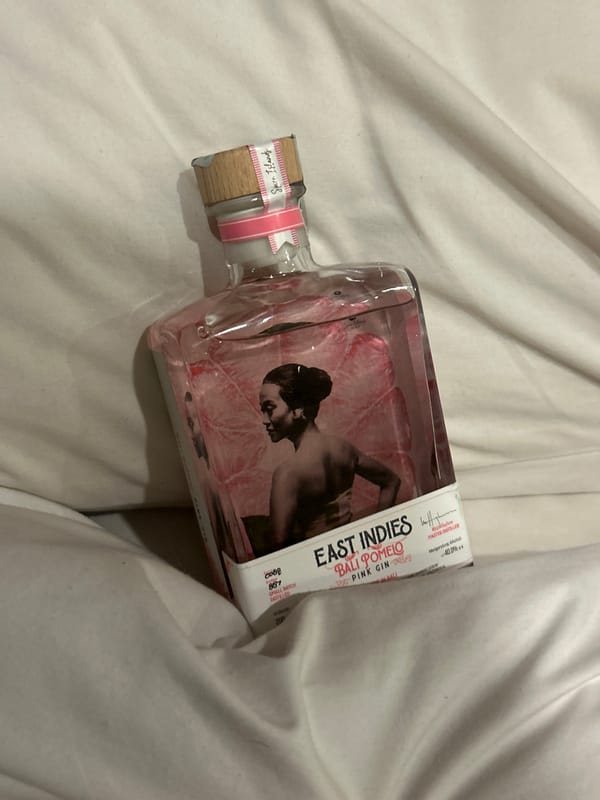 Morning moments captured with gin bottle, artwork in North Kuta