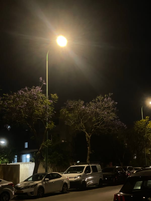 Nighttime street scene captured in Petah Tikva