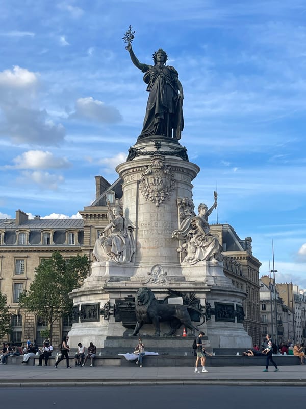 Monument à la République photographed in Paris evening scene