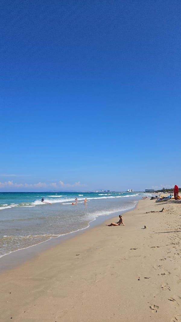 Morning beach activities captured in Cam Lam, Vietnam