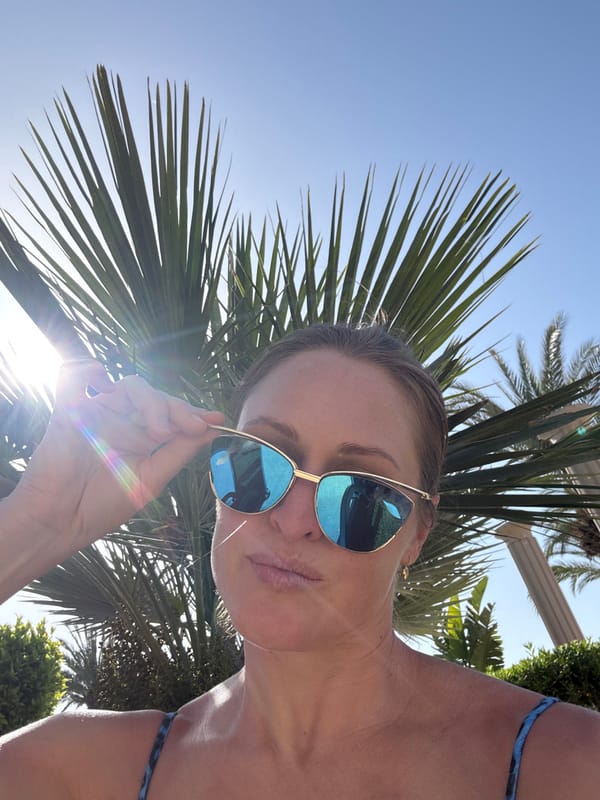 Woman enjoys early morning resort vacation in Serik, Turkey