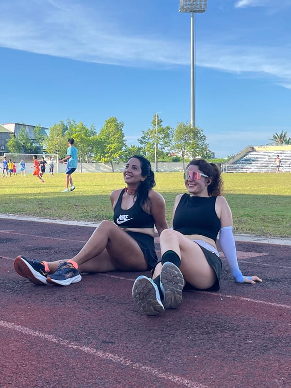 Track workouts and soccer at a Phan Thiet stadium
