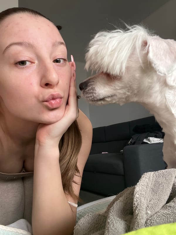 Woman takes selfies with dog in Varna home