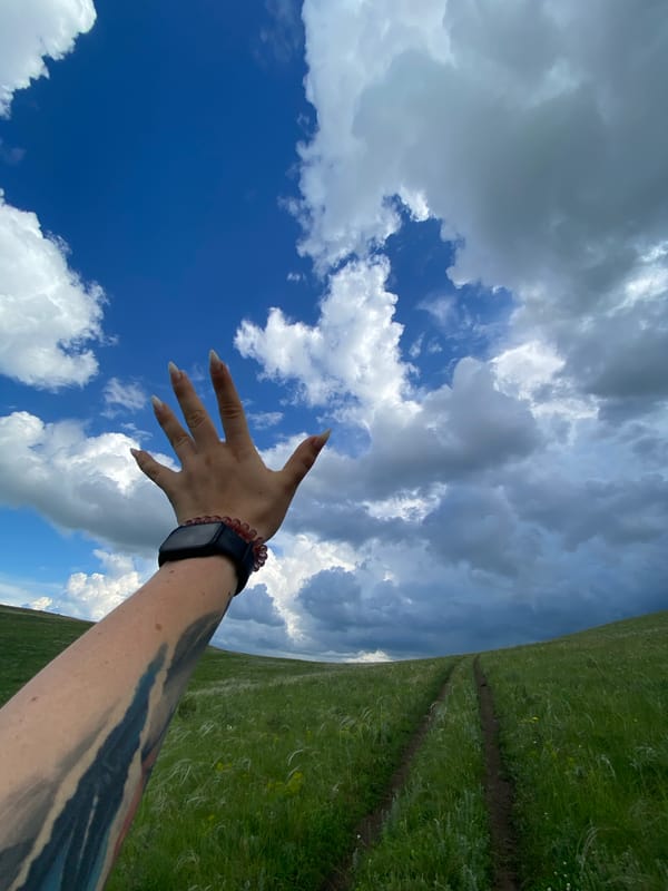 Hillside photo session in rural Russia under cloudy skies