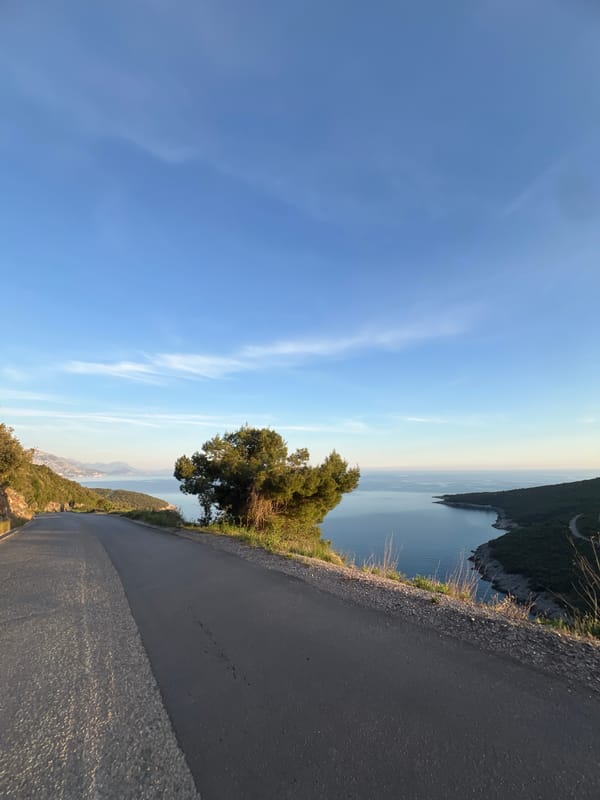 Tourist documents scenic Montenegrin coast near Dubraljevina, Višnjevo