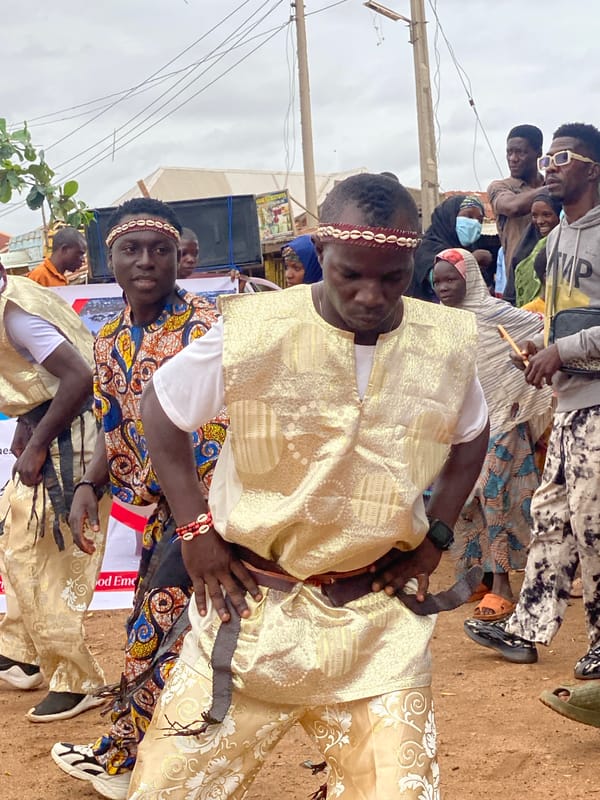 Traditional dancing and street life in Rigachikun, Nigeria