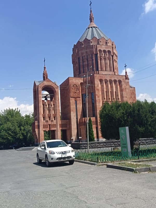 Sunny morning around Yerevan's monuments and rose-lined streets