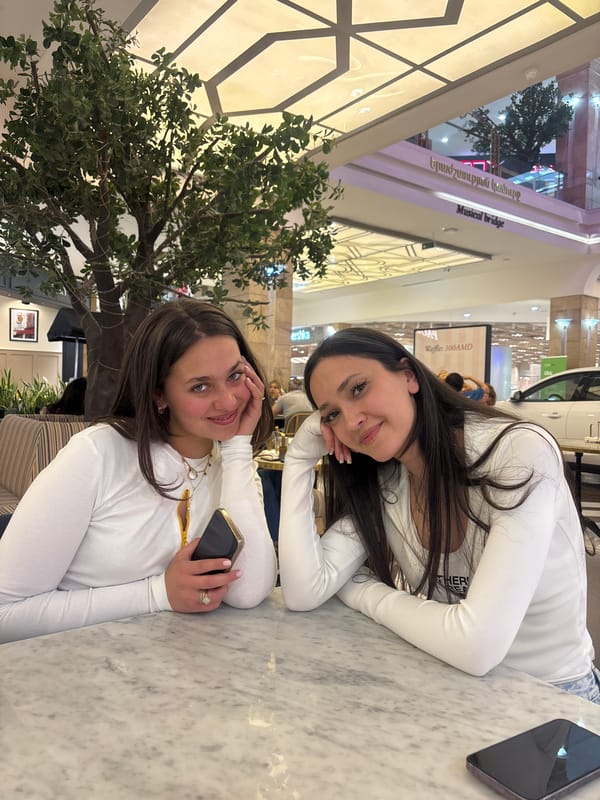 Friends spend afternoon shopping and taking photos at Yerevan mall