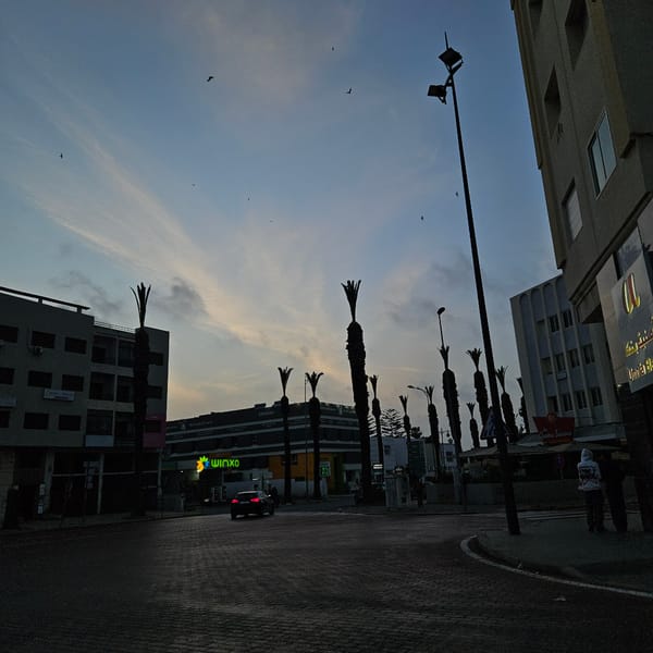 Evening sky transitions documented in Mohammedia, Morocco