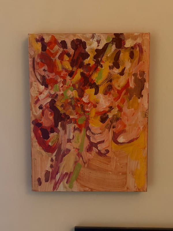 Abstract painting with impasto brushstrokes observed in London