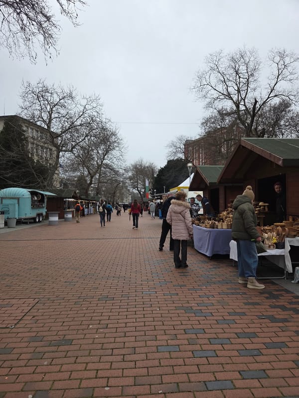 Morning street life documented near Varna cathedral and market