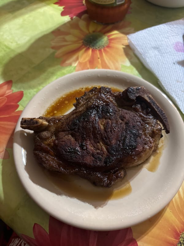 Steak dinner preparation documented in Goritsa, Bulgaria