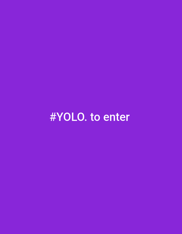 Purple graphic with '#YOLO. to enter' text, geotagged to Kazakhstan