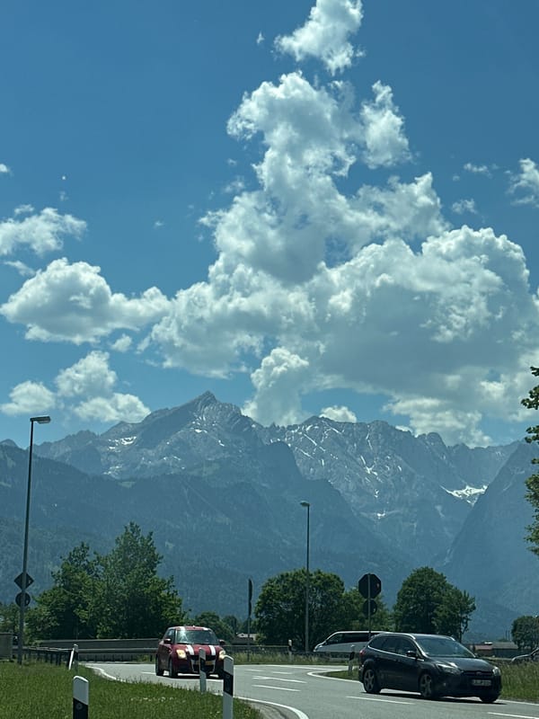 Morning at home in Garmisch-Partenkirchen, Alps outside the window