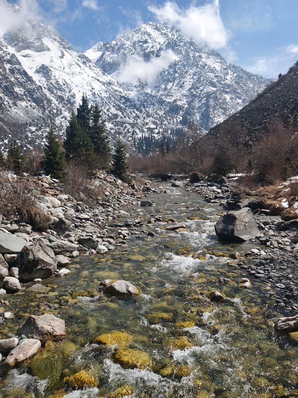 Photography session captured in Kyrgyzstan mountain valley