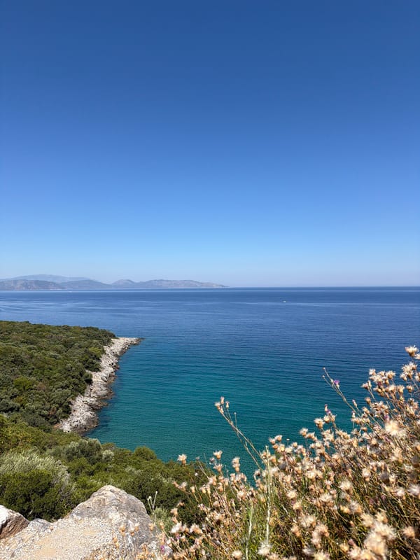 Aegean coastline views from a rocky Kuşadası vantage point