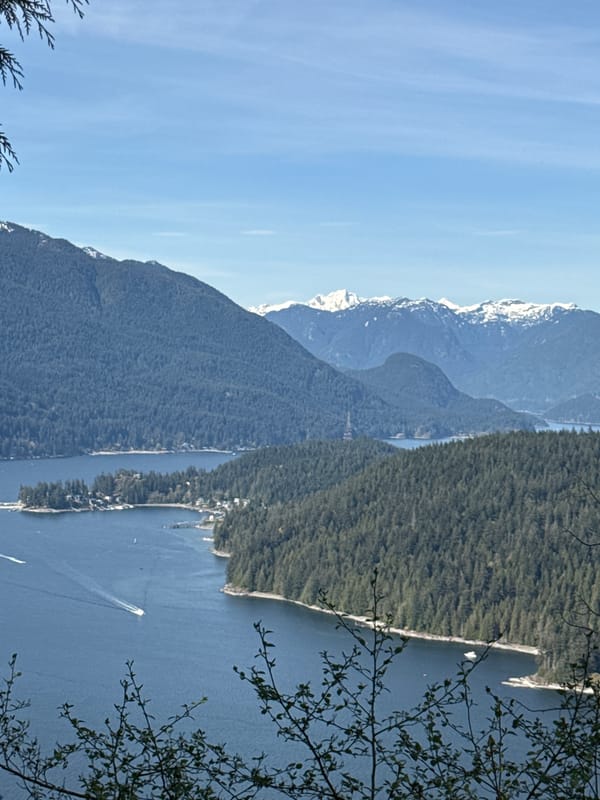 Scenic mountain and water view documented in Burnaby, Canada