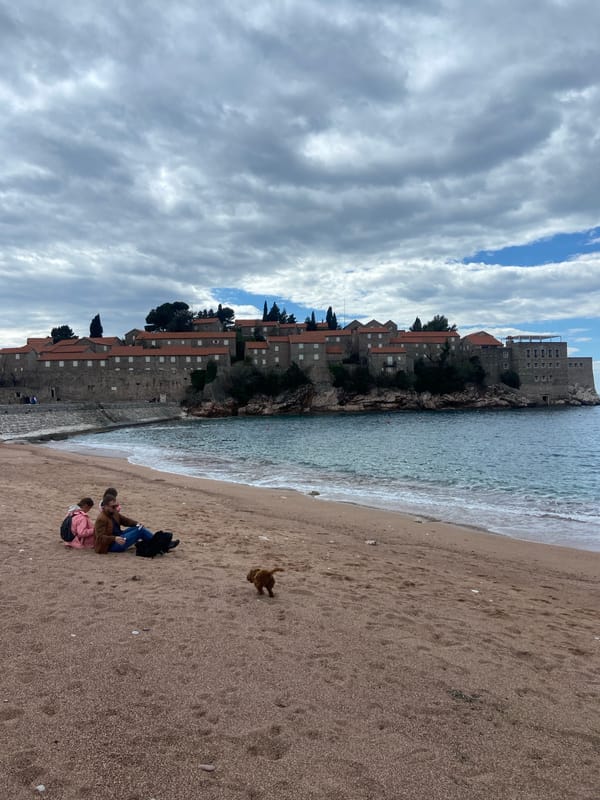 Beach day at historic Sveti Stefan Montenegro