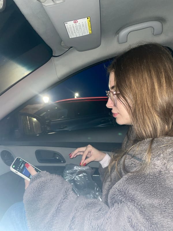 Nighttime car journey documented in Semyonov, Russia