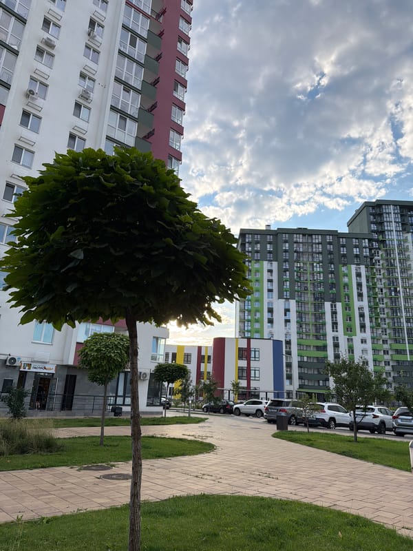 Kyiv residential complex on a summer afternoon