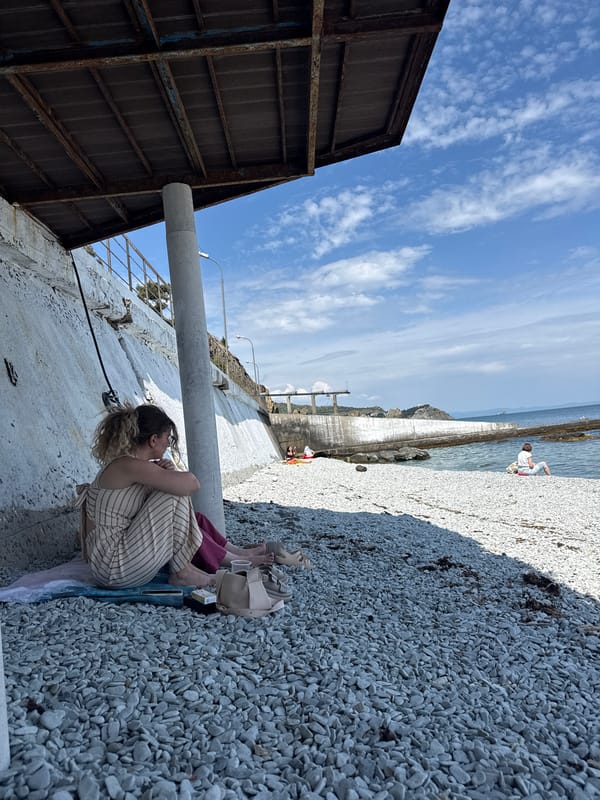 Coastal scenes captured during morning hours on pebble beaches