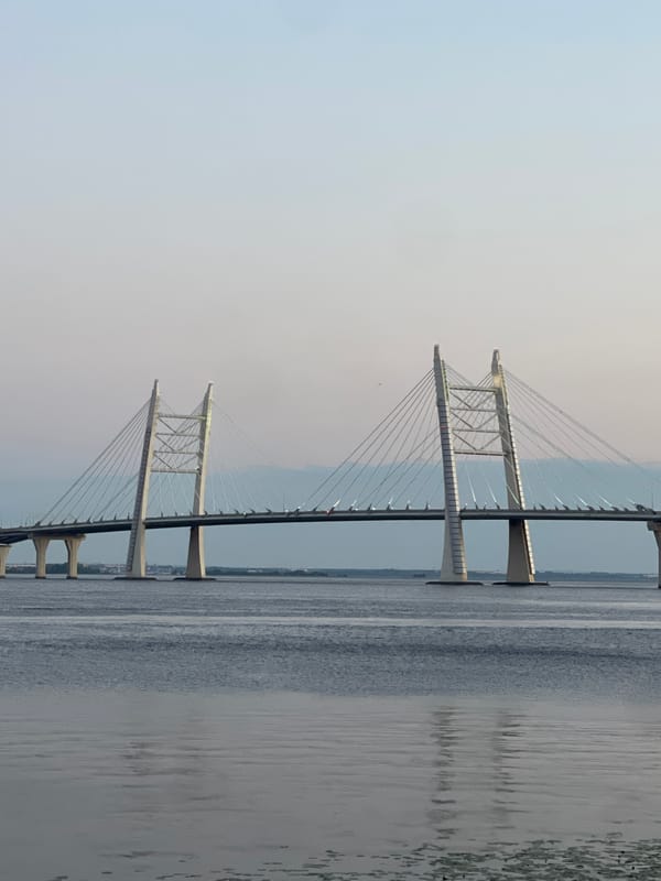 Saint Petersburg's WHSD bridge at dusk, multiple angles