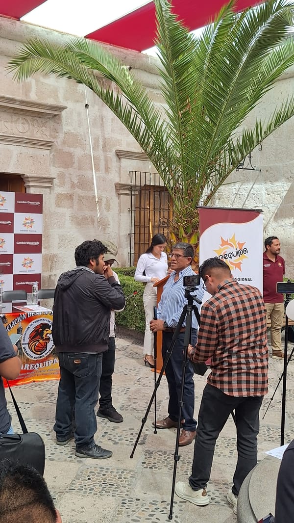 Public event recorded in stone courtyard, Arequipa Peru