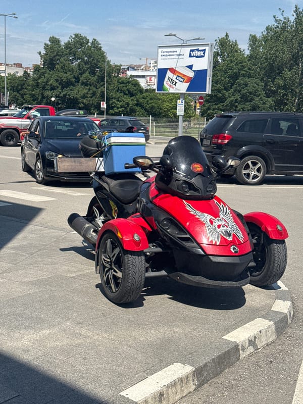 Red Can-Am Spyder spotted parked in Veliko Tarnovo Bulgaria