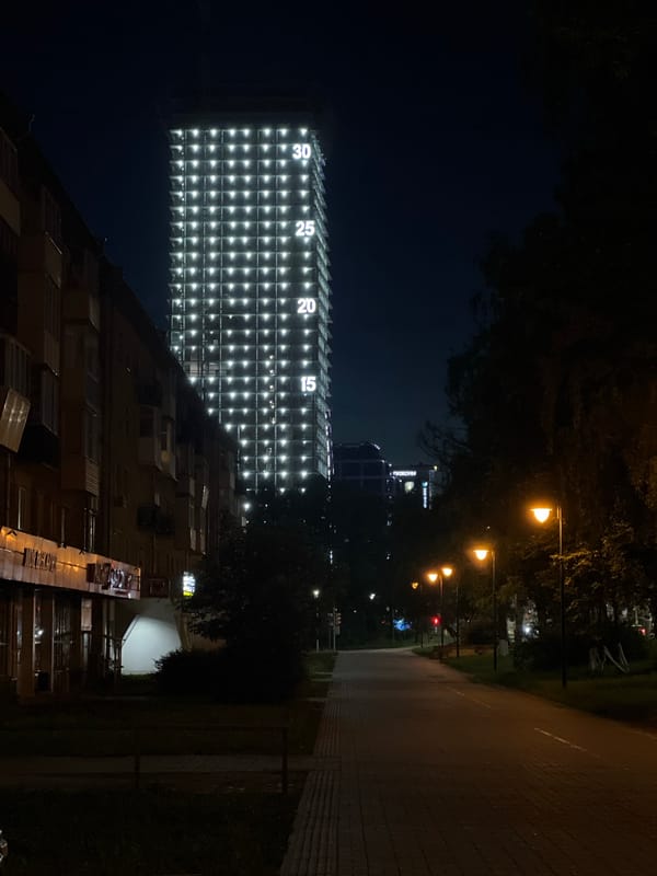 Evening street scenes documented across Izhevsk, Russia