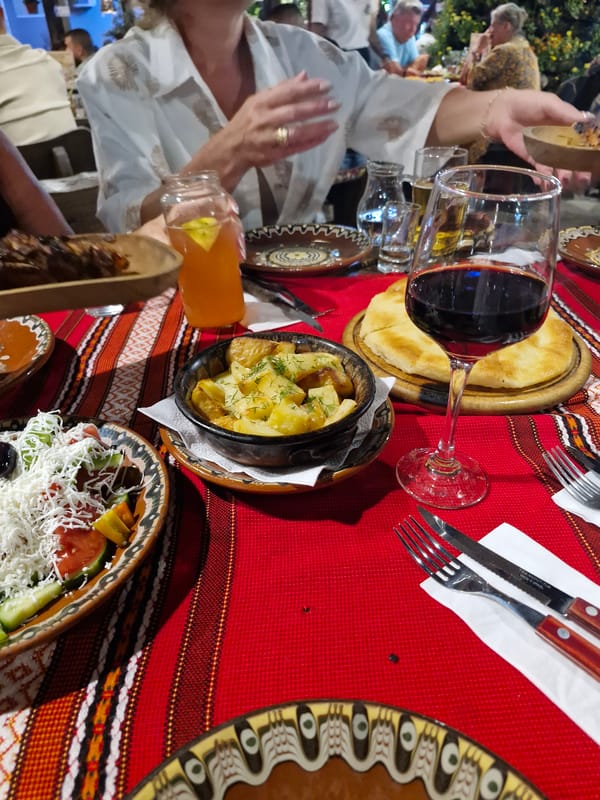 Lively summer evening at a traditional restaurant in Nesebar