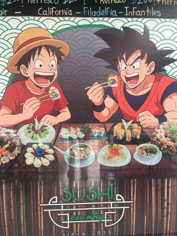 Anime-themed sushi restaurant documented in Naucalpan de Juárez