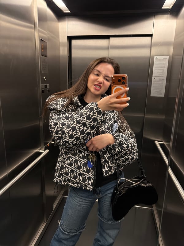 Woman takes elevator selfies in Sofia building