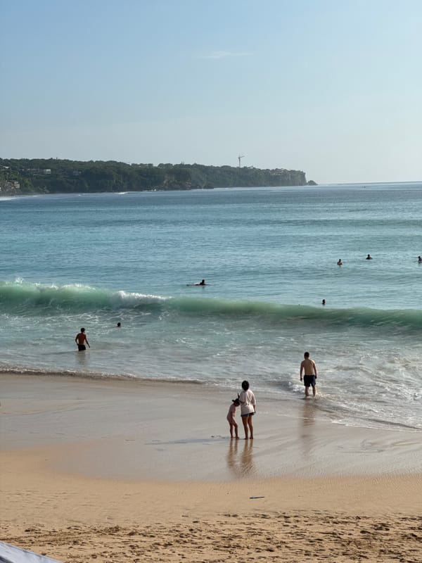 Morning beach activities captured at Kuta Selatan, Indonesia