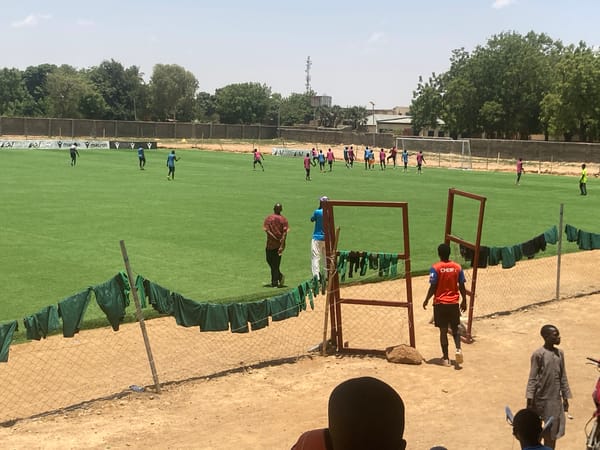 Soccer match underway in Tudun Wada, Nigeria stadium