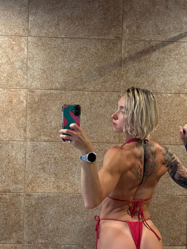 Bathroom selfie session and a Rawai storefront, same morning