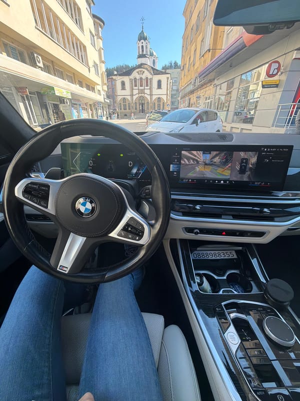 BMW interior view documented in Gabrovo, Bulgaria
