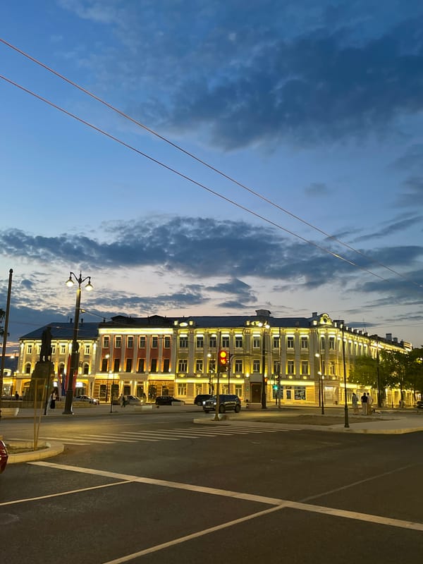 Photographer documents twilight street scenes across central Vologda