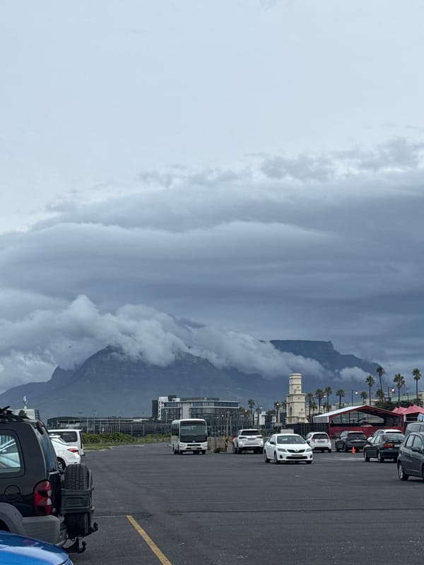 Heavy clouds shroud Table Mountain in Milnerton