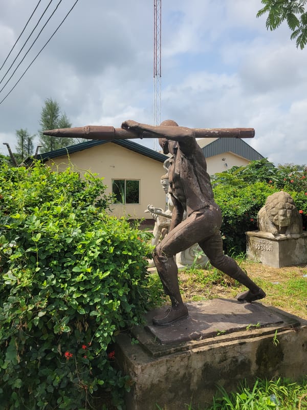 Morning visit to an outdoor sculpture garden and arts department in Egbagu