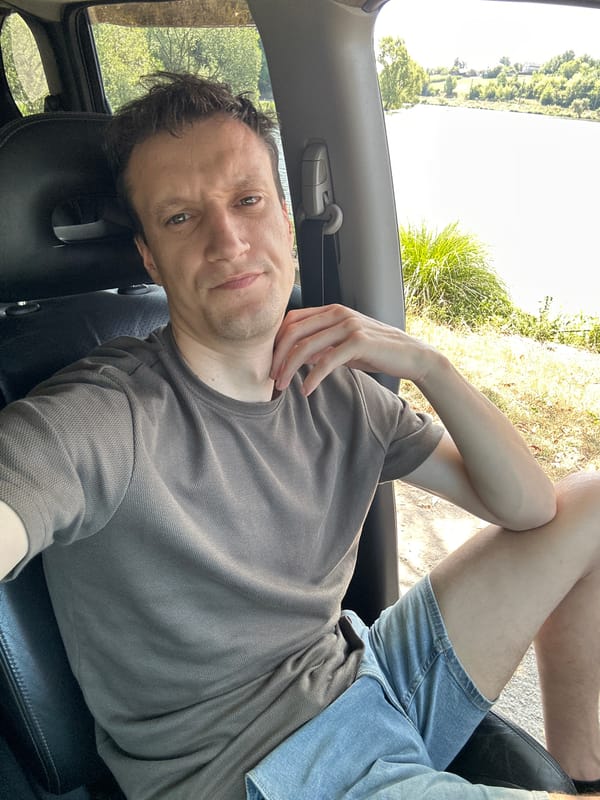 Car selfie session parked near a lake in Makiv, Ukraine