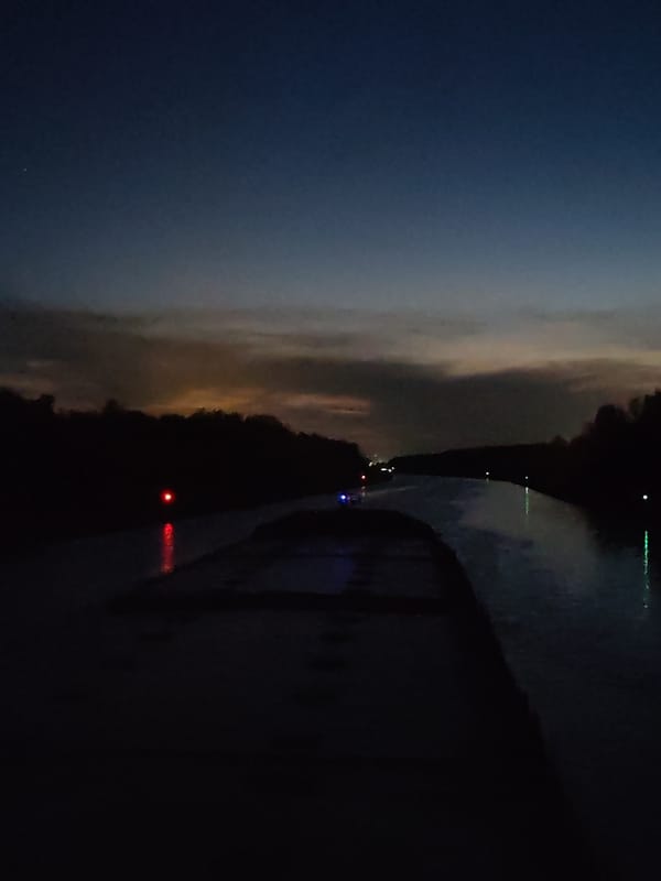 Nighttime waterway scenes documented in Dmitrov, Russia