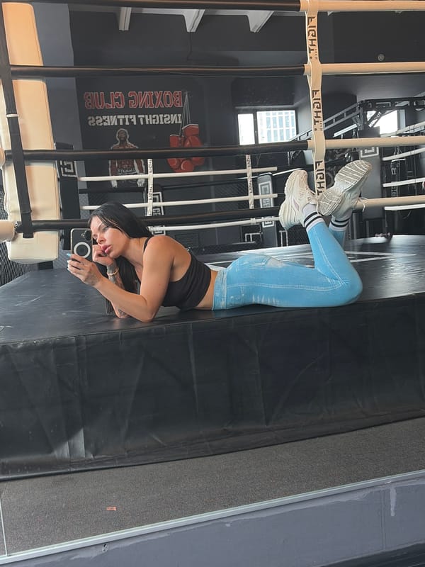 Gym session selfies from a boxing ring in Ufa